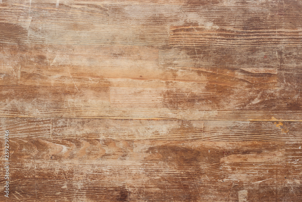 empty old brown wooden table background - obrazy, fototapety, plakaty 