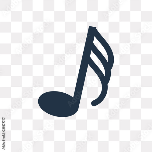 Thirty second note vector icon isolated on transparent background, Thirty second note  transparency concept can be used web and mobile photo