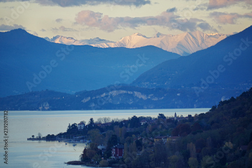 Italian alps as view from maggiore lake  Piedmont  Italy
