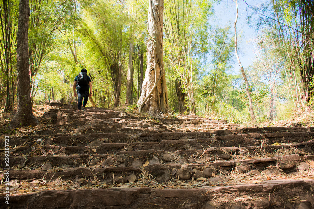 Man is walk go to the top hills at PhuKradueng National Park, Loei. Man is walk go to the top hills at PhuKradueng National Park, Loei.