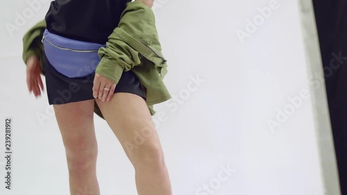 Vilolet fanny pack on hips of female model