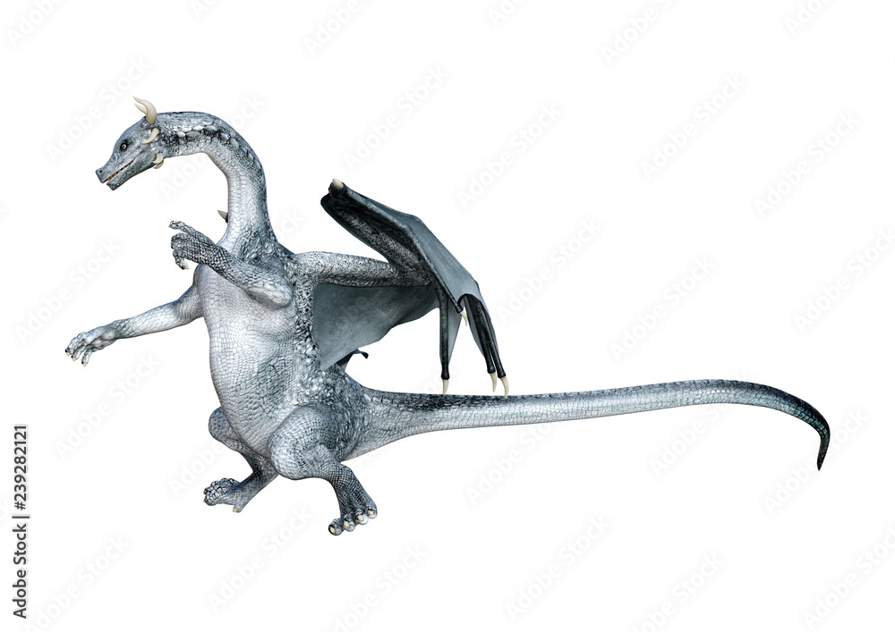 Fototapeta premium 3D Rendering Fairy Tale Dragon on White