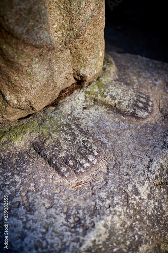Buddhist Figures Carved On Rock Surface in Gyeongju.
