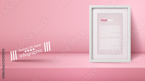 Template empty pink studio, photostudio, room.