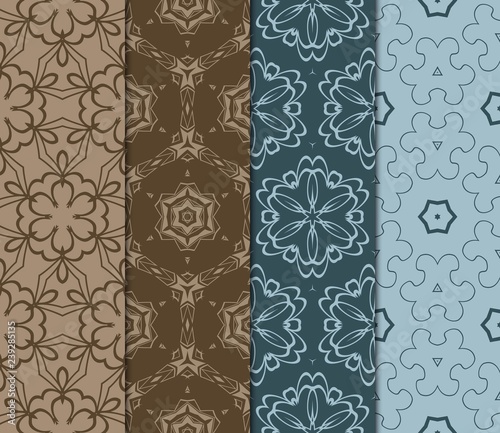 Set Of Seamless Texture Of Floral Ornament. Vector Illustration. For The Interior Design, Printing, Web And Textile © Bonya Sharp Claw