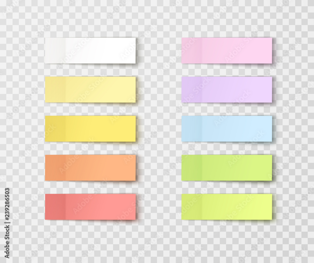 Sticky paper note with tape and shadow isolated on transparent