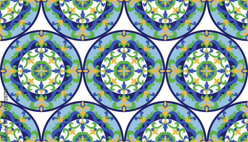 Vector Mosaic Classic Colorful Medallion Seamlessn Pattern photo