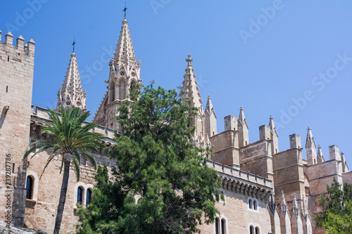 Palma de Mallorca, Balearic Islands, Spain - July 21, 2013: Royal Palace of La Almudaina (Palacio Real de La Almudaina)