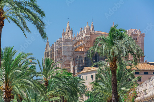 Palma de Mallorca, Balearic Islands, Spain - July 21, 2013: Cathedral of St. Mary of Palma (Cathedral de Santa Maria de Palma de Mallorca)