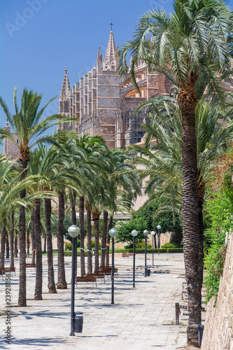 Palma de Mallorca, Balearic Islands, Spain - July 21, 2013: Cathedral of St. Mary of Palma (Cathedral de Santa Maria de Palma de Mallorca)