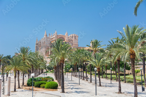 Palma de Mallorca, Balearic Islands, Spain - July 21, 2013: Cathedral of St. Mary of Palma (Cathedral de Santa Maria de Palma de Mallorca)