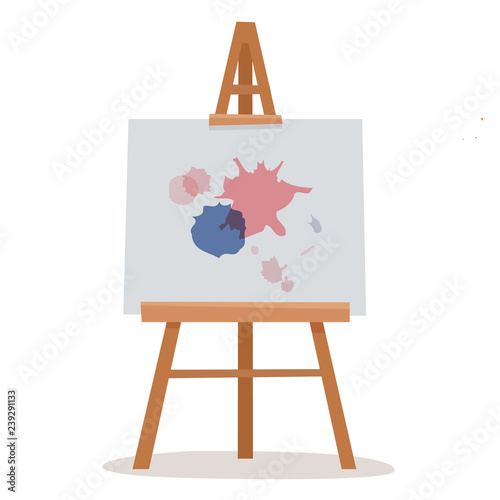 Easel with white canvas. Flat cartoon style vector illustration.