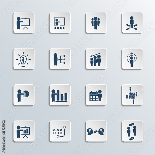 Training. Business training vector icon set.