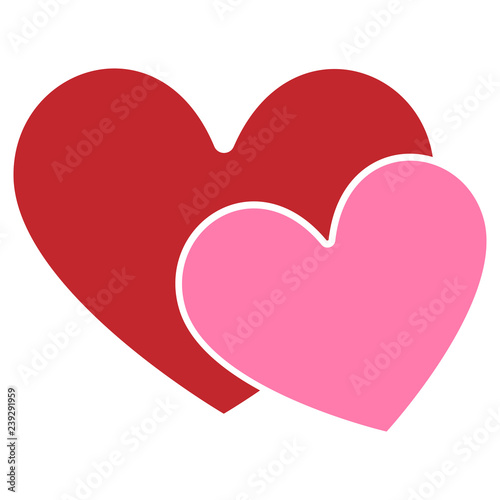 St. Valentine's greeting card. Red and pink heart on a white background.