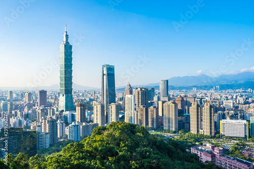 Beautiful landscape and cityscape of taipei 101 building and architecture in the city photo