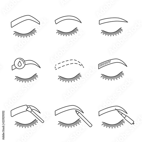 Eyebrows shaping linear icons set