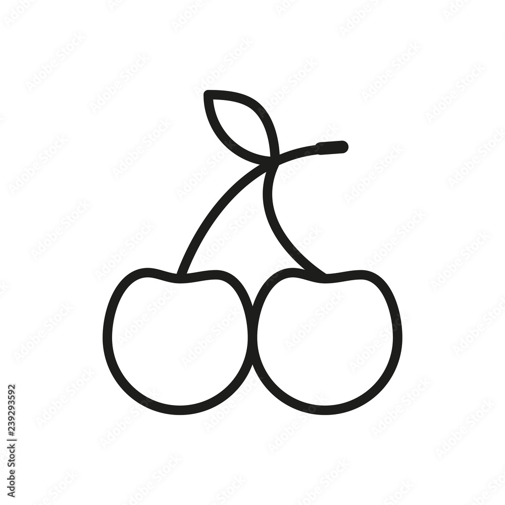 Vecteur Stock Cherry outline icon, cherries icon, fruit vector symbol, healthy food sign