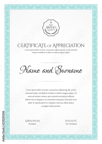 Certificate template. Diploma of modern design or gift certificate.