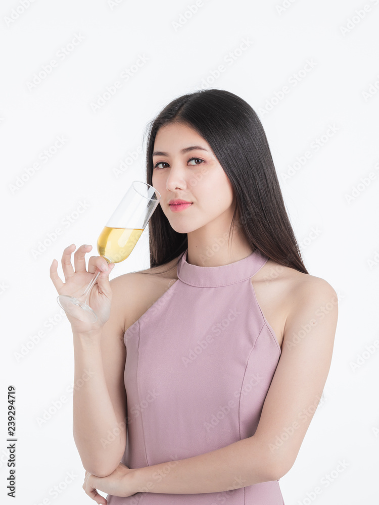 Confident woman posing with champagne glass. Confident woman posing with champagne glass.