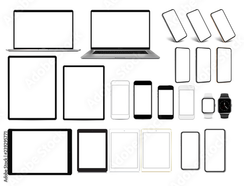 Laptop smartphone tablet pro smartwatch set of devices