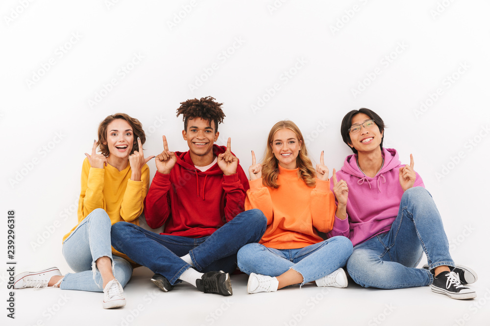 Group of cheerful teenagers isolated Group of cheerful teenagers isolated