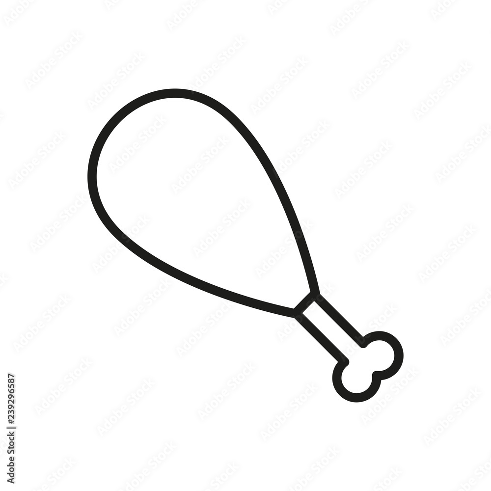 Chicken leg outline icon, meat symbol, healthy food vector sign isolated on white background