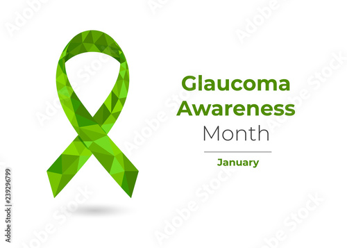 Glaucoma Awareness Month (January) concept with green low poly ribbon. Colorful vector illustration for web and printing.