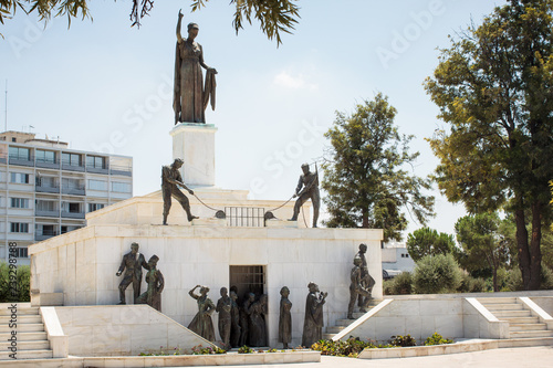 Monument of Freedom in Nicosia includes 14 black statues of prisoners who were released from prison. These were Cypriot fighters who fought for the liberation of Cyprus from British colonization.