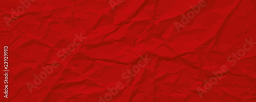 Red wrinkled paper texture, abstract vector background