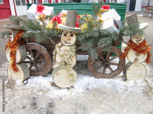 snowman and christmas tree