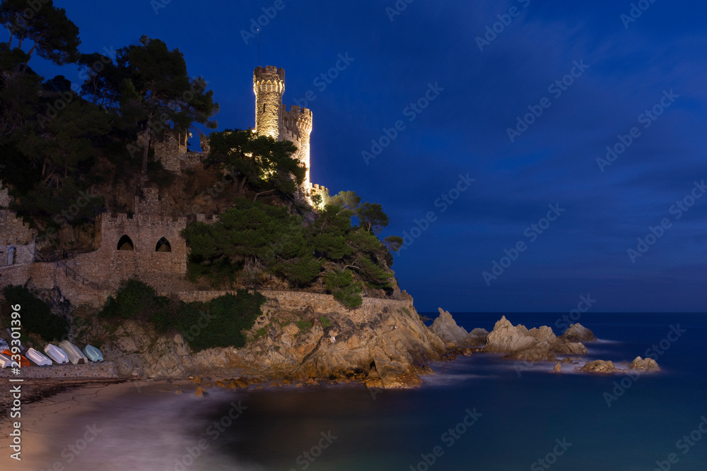  Castle of LLoret de Mar at nightfall