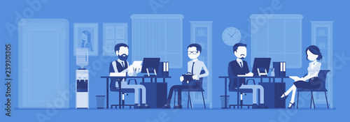 Office business workspace, hr manager interviewing job applicant