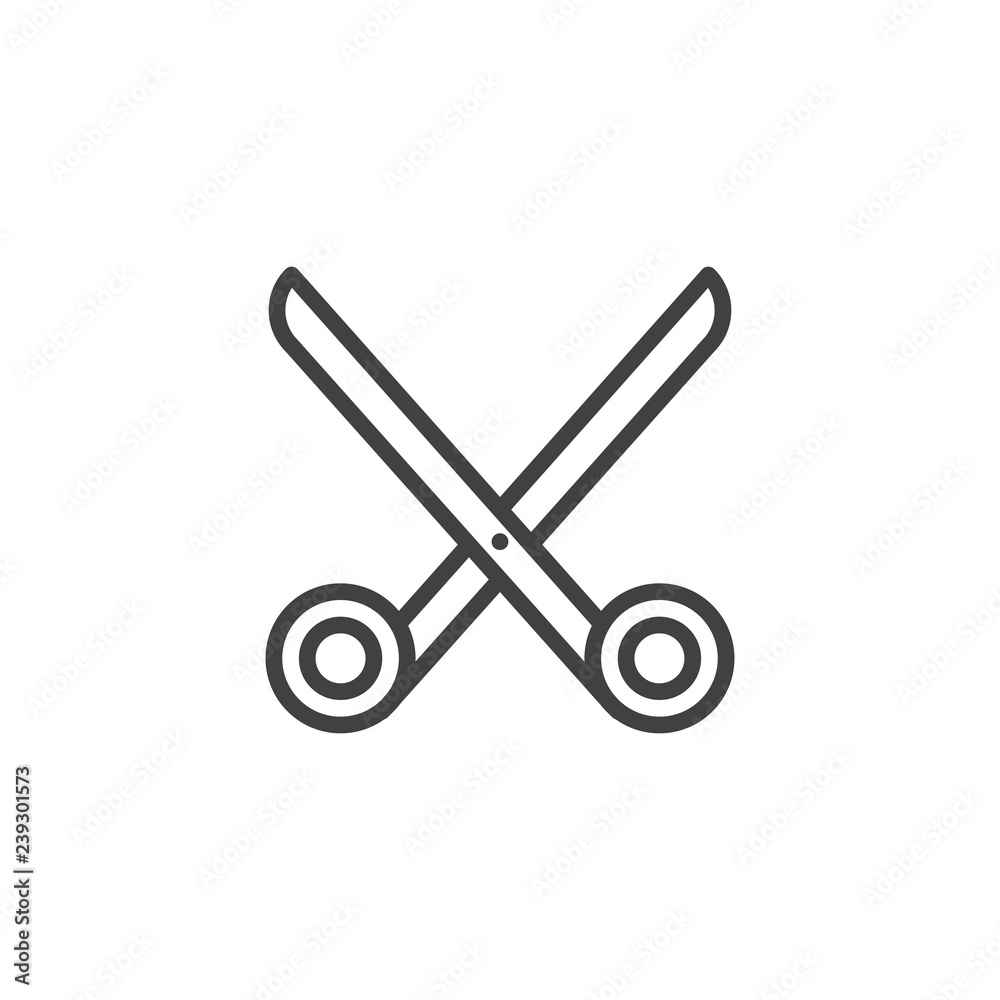 Scissors outline icon. linear style sign for mobile concept and web design. Scissor cutting stationary simple line vector icon. Symbol, logo illustration. Pixel perfect vector graphics Scissors outline icon. linear style sign for mobile concept and web design. Scissor cutting stationary simple line vector icon. Symbol, logo illustration. Pixel perfect vector graphics