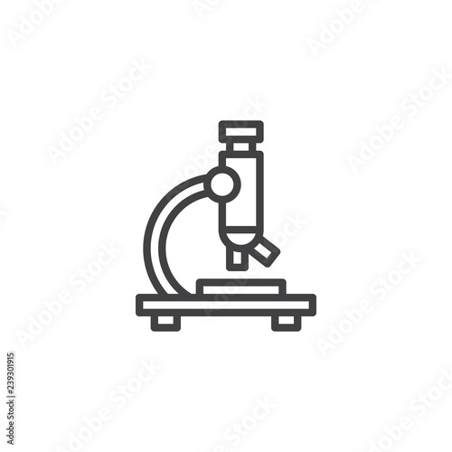 Microscope outline icon. linear style sign for mobile concept and web design. Laboratory microscope simple line vector icon. Research Symbol, logo illustration. Vector graphics