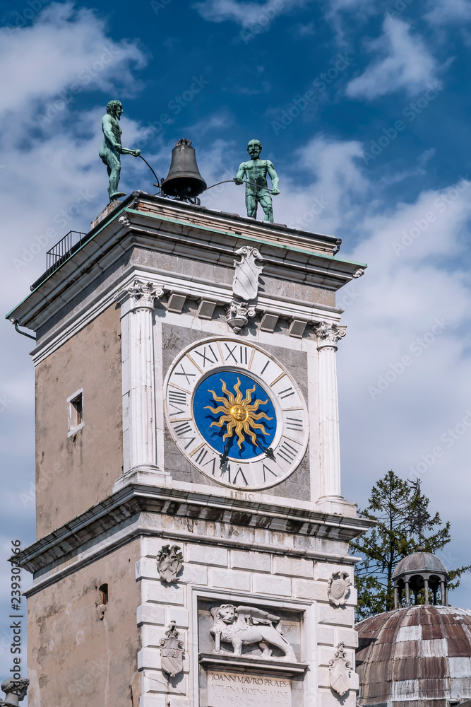 Detail of the Clock Tower of Udine, Friuli Venezia Giulia, Italy