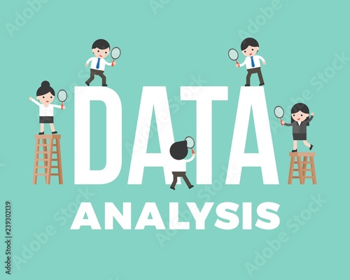 Business people with word data analysis, data analysis concept