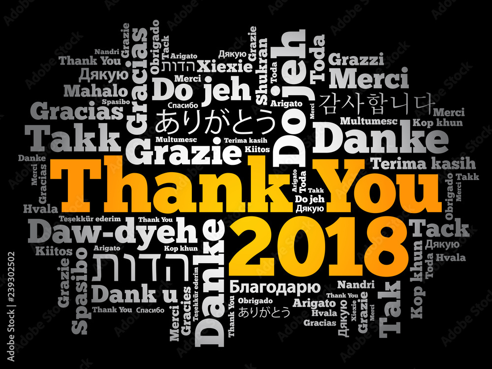 Fototapeta premium Thank You 2018 word cloud in different languages, concept background