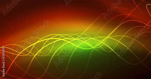 Neon lines wave background. Abstract composition