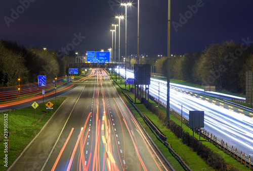 Photography Light trails from headlights and tail lights on the M1 Motorway, Dublin