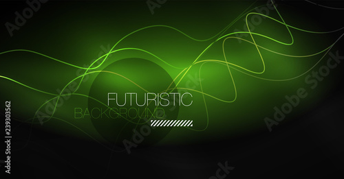 Neon lines wave background. Abstract composition © antishock
