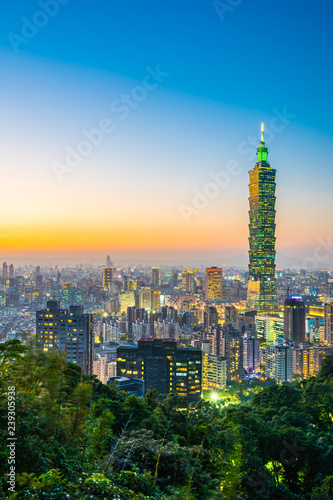 Beautiful landscape and cityscape of taipei 101 building and architecture in the city © siraphol