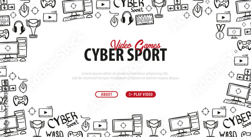 Cyber Sport banner. Esports Gaming. Video Games. Live streaming game match. Vector illustration.