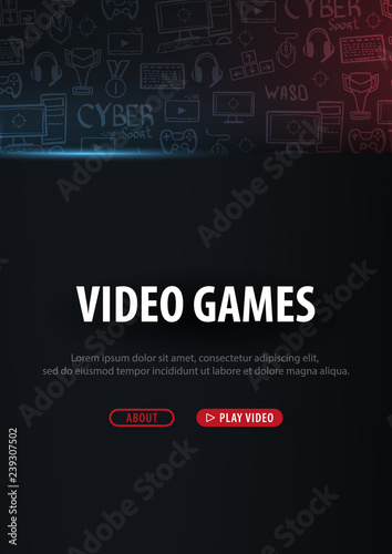 Cyber Sport banner. Esports Gaming. Video Games. Live streaming game match. Vector illustration.