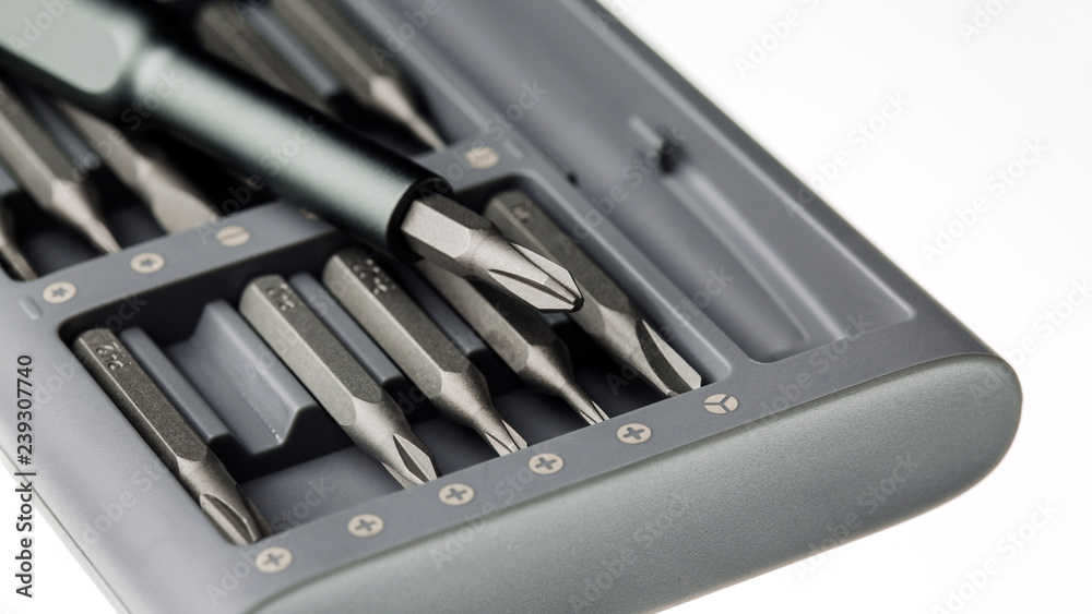 bits for screwdriver. Tool set for household use. Nozzles and adapters for screwdrivers. Head different size hex driver. bits for screwdriver. Tool set for household use. Nozzles and adapters for screwdrivers. Head different size hex driver.