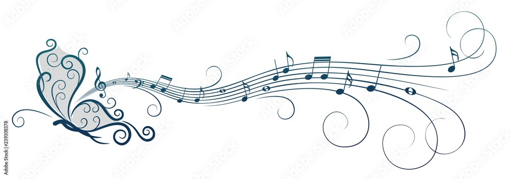 Fototapeta premium Symbol motyla z nutami.