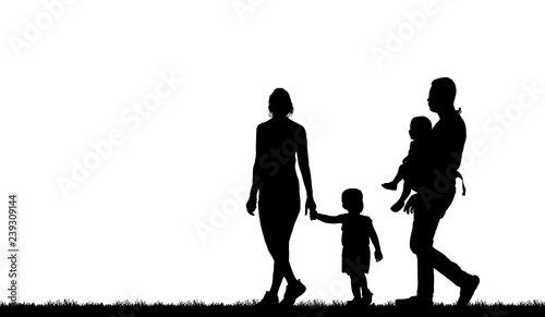 silhouette happy family on white background