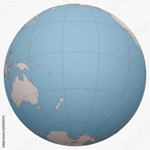 Niue on the globe. Earth hemisphere centered at the location of Niue. Niue map.