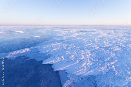 ice desert frozen lake / pre-dawn webo the middle of winter