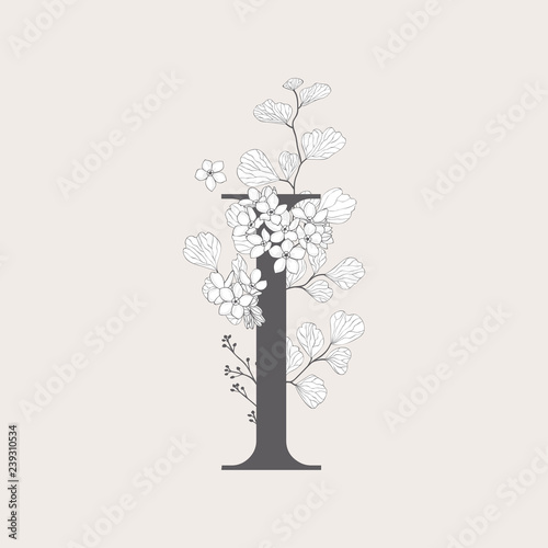 Vector Blooming Floral Number 1 Monogram and Logo