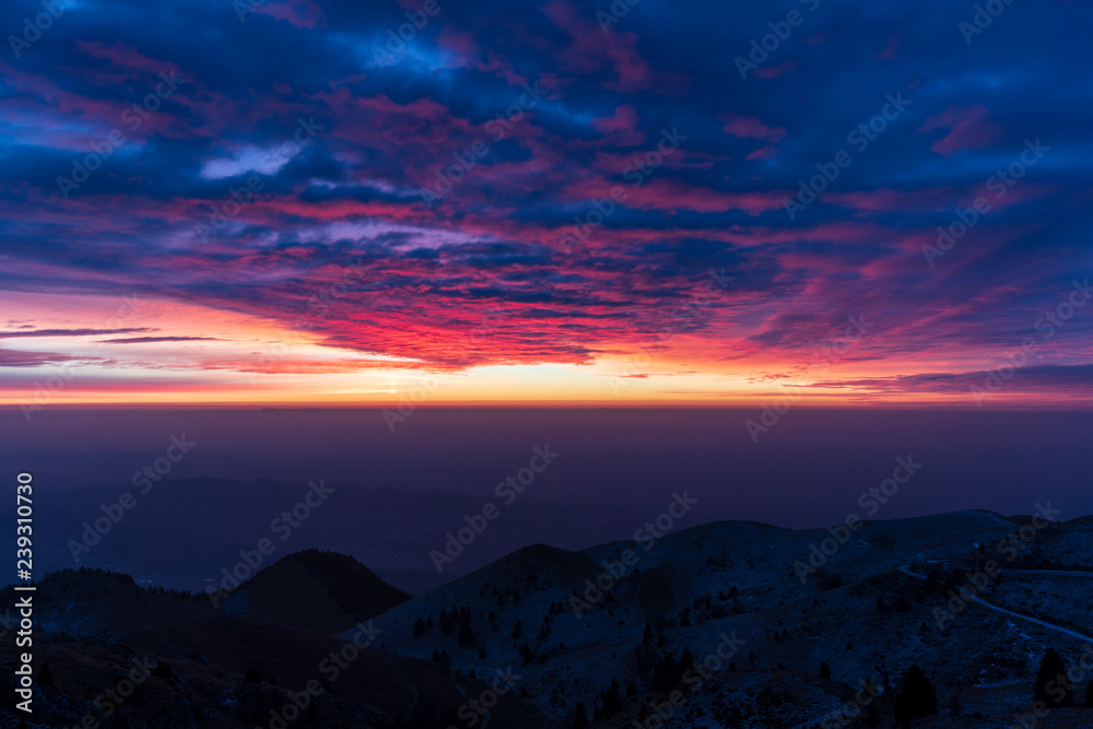 Fototapeta premium Dawn on Mount Grappa in Italy